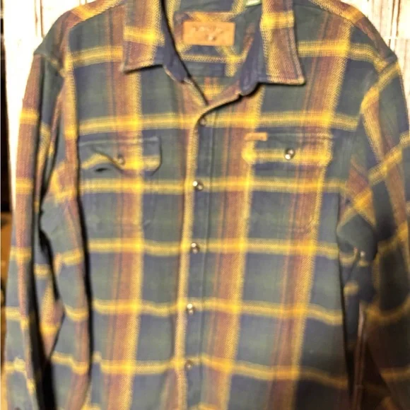 Orvis Plaid Shirt Jacket in Yellow and Blue - Picture 3 of 14